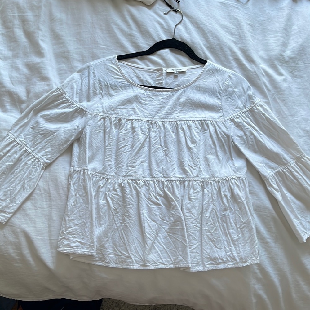 Madewell white cotton blouse size small - button back detail